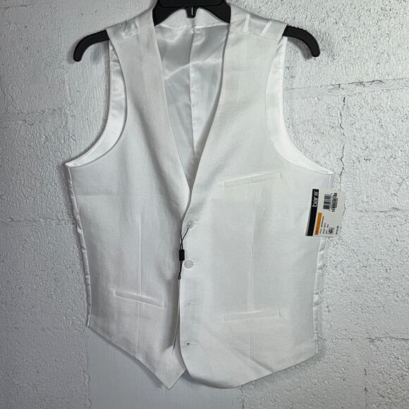 Bar III Men's Slim-Fit White 100% Linen Suit Vest white Small $115 - Picture 4 of 8